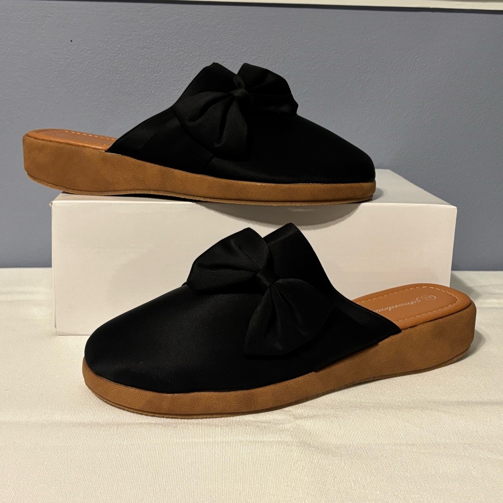 Chic Black Women's Mules‎ with Bow Detail Size 42 (US Size 10)